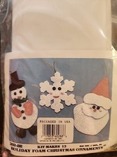 VTG Christmas Ornament Kit Foam Santa Snowflake Snowman Merri Mac MAKES 12