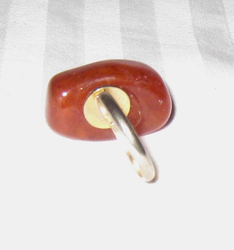 ANELLO VINTAGE METÀ XX secolo 1” x 1/2” AMBRA MISURA 5 FORMA LIBERA OBLUNGO con SOFT IMPRESSION - Foto 3 di 3