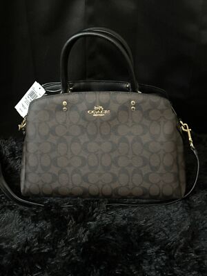 Coach Lillie Carryall Women's Leather Large Handbag Brown/Black $450  Authentic