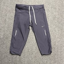 Nike Dri-Fit Cropped Capri Running Pants Women's Small Gray Filament Pocket