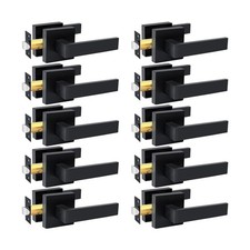KAMOTA Passage Door Levers, 10 Pack Black Heavy-Duty Keyless Door Handles, Sq...
