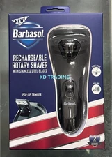 BARBASOL Rechargeable Steel Close Shave ROTARY SHAVER w/ POP-UP TRIMMER