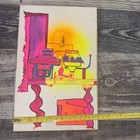 Vintage 1970 Abstract Psychedelic Geometric Painting Neon Pop Art Space Age . — photo 4