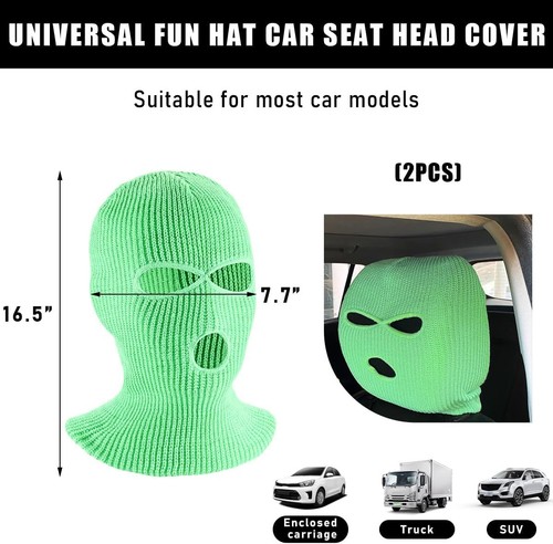 2 PCS Car Headrest Cover, Personalized Funny Seat Full Fluorescent Green - Bild 2 von 6