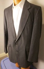 Haggar Gallery Suit Grey Wool Jacket 44L Pants 34x33 Classic Made In USA