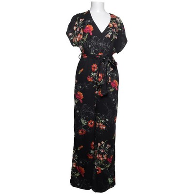 Lush, Jumpsuit, Größe: M, P8880-1, Schwarz/Mehrfarbig, Polyester, Blumen #Zgf