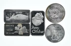 Lot 5 VINTAGE 1 Oz Silver Bars/Rounds Art Bars Collection Poured .999 *437