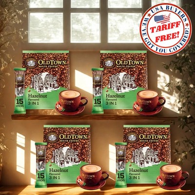 4 X Old Town 3-In-1 Instant Hazelnut White Coffee 15 Sticks x 38g Express Ship