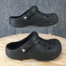 Crocs Ralen Lined Clog Shoes Mens 5 Womens 7 Faux Fur Slip On Round Toe Black