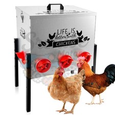 1 Extra-Large Galvanized Metal Chicken Feeder 50 lb with 8 No-Waste Ports