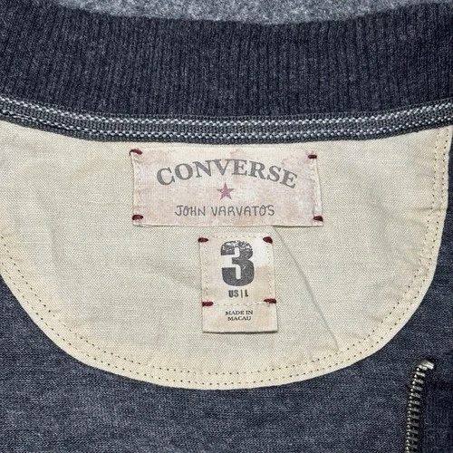 Converse John Varvatos Jacket Mens Large 3 Gray Bomber Full Zip Cotton image 3