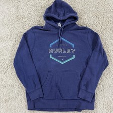 Hurley Men's Hoodie Graphic Logo Fleece Sweatshirt Dark Blue Large