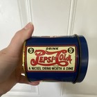 Pepsi Blue/Gold Soda Advertising Tin Container "A Nickel Drink-Worth A Dime" — photo 2
