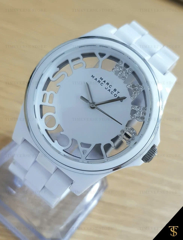 Reloj Marc Jacobs MBM4571 Mujer’s Esqueleto Blanco Resina 40mm Trendy Chic Foto 3 de 4