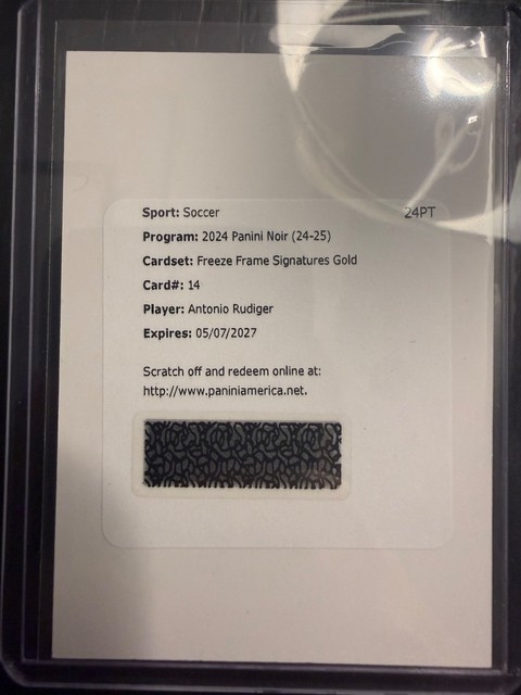 Panini Noir redemption Antonio Rudiger, Freeze Frame Signutare Gold /10