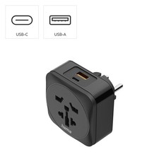Hama Reiseadapter Reisestecker Adapter Weltweit - DE + 1x USB-C, USB-A Lader 20W