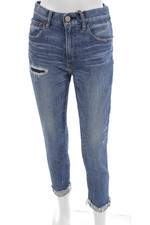 Moussy Womens Ankle Cropped Jeans Blue Mid Rise Button Fly Size 26