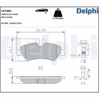 Delphi Bremsbelagsatz Scheibenbremse LP1983 FüR VW Mercedes Crafter Sprinter 30