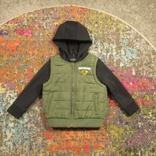 True Religion Puffer Jacket Baby Boy Toddler 4T Green with Black Arms Hood