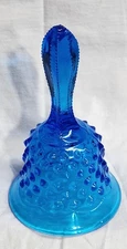 Vintage Fenton Hobnail Cobalt Blue Glass Hand Bell 6" x 3.25", Missing Donger