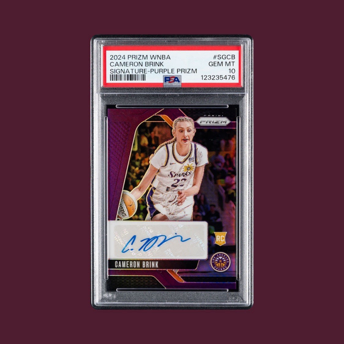 Panini 2024 Prizm WNBA Cameron Brink Signatures Purple Auto /49 PSA 10