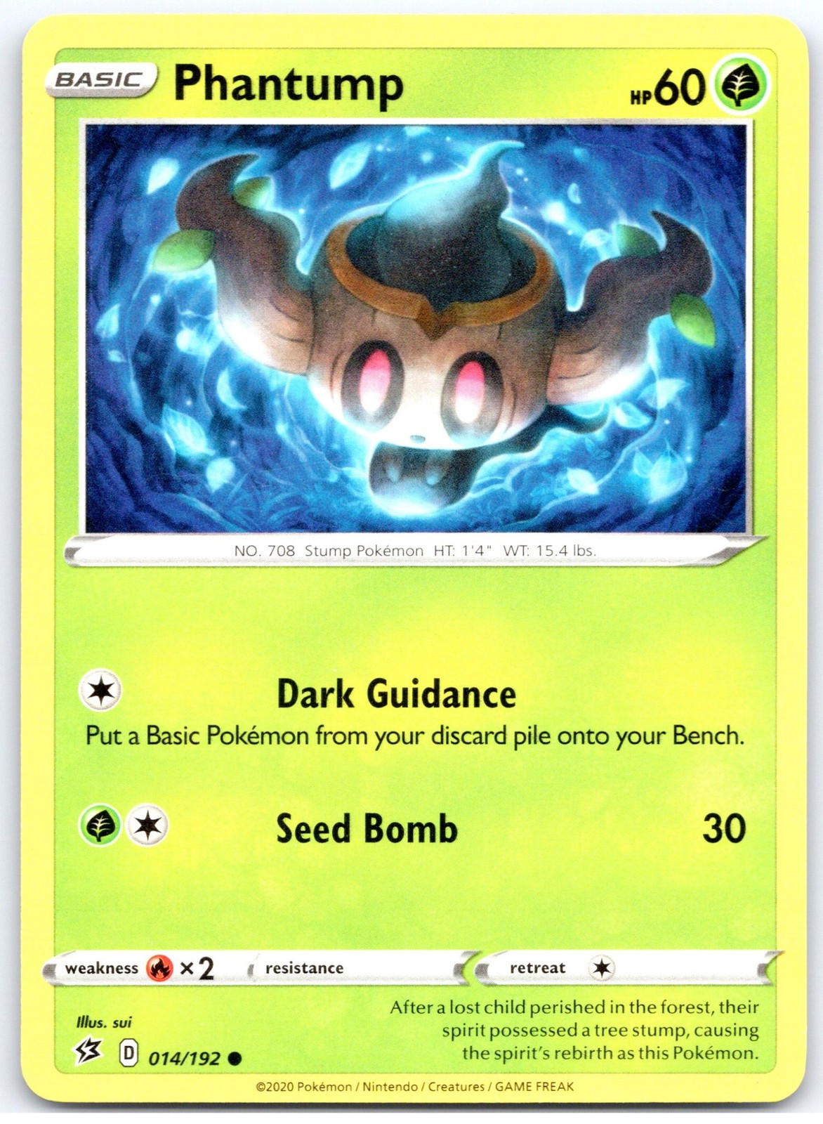Pokemon Phantump 014/192 - SWSH02 Common NM EN