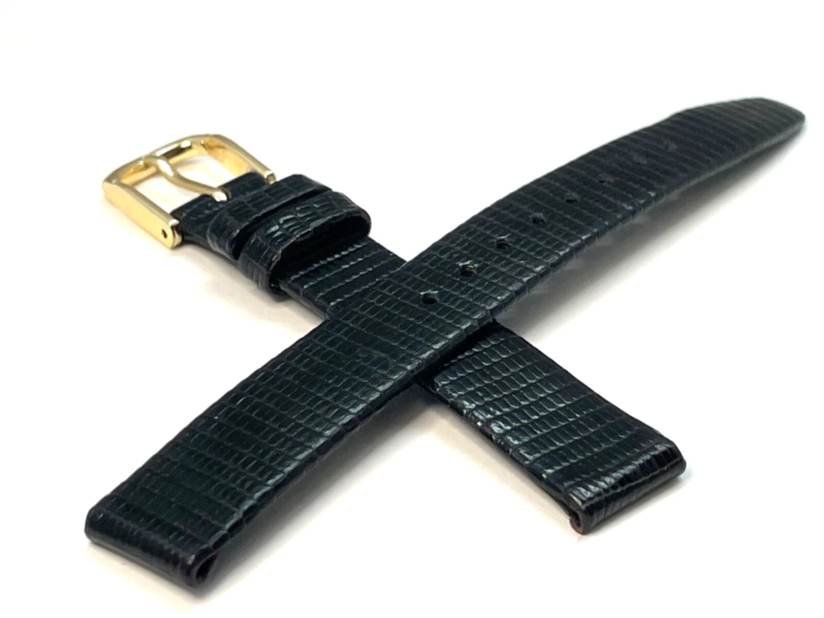 SEIKO Womens 13MM Black Universal Replacement LIZARD LEATHER WATCH BAND New OS Seiko Black Wristwatch Bands 13 mm Band Width for sale | eBay main image 2