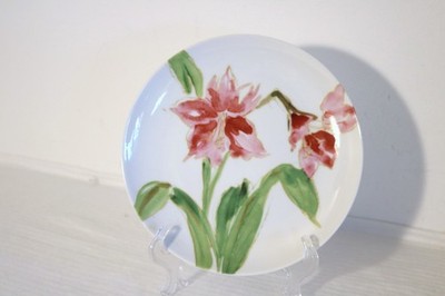 PAULA DEEN AMARYLLIS K014 RED PINK GREEN CHINA 8''d Salad Plates Set of 2