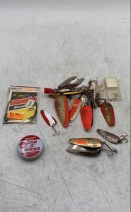 Frabill Multicolor Can O Hooks Keller Steel Leader Fishing Lures Mixed Lot