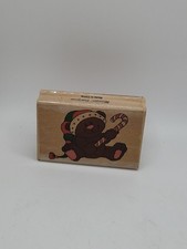 Christmas Bear Wood Rubber Stamp Pre-owned