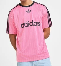 RARE! NEW MEN'S ADIDAS ORIGINALS TREFOIL POLY TEE SHIRT ~SIZE MEDIUM  #JW37 PINK