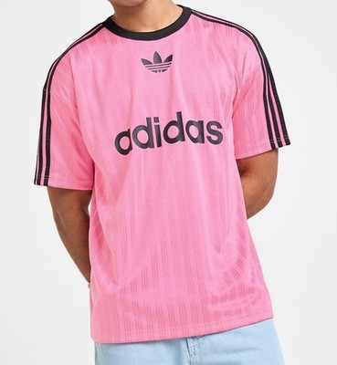 RARE! NEW MEN'S ADIDAS ORIGINALS TREFOIL POLY TEE SHIRT ~SIZE LARGE  #JW37 PINK