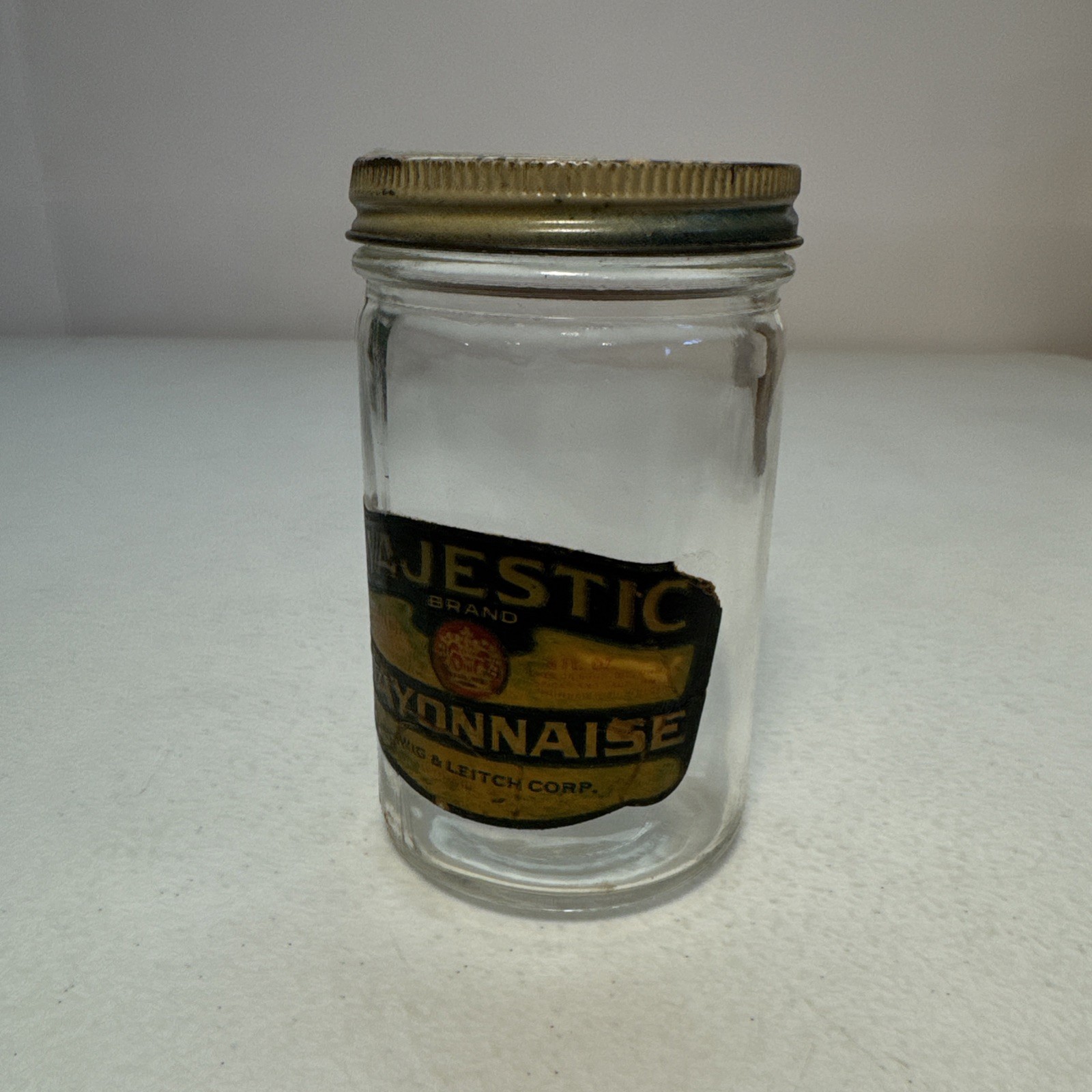 Vintage Majestic Mayonnaise Glass Jar With Lid Herwig & Leitch Corp.
