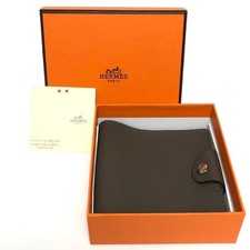 HERMES Ulysse Mini Notebook Cover Leather Etoupe Day Planners Cover Women's