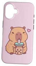 Kawaii Capybara Drinking Boba Bubble Tea For Girls Teen Kids Case iPhone 16