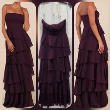 LULUS Gorgeous Essence Dark Purple Strapless Tiered Maxi Dress Size XL**NEW**