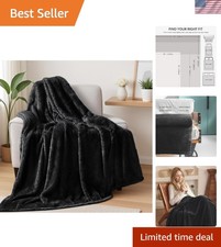 Elegant Black Fleece Throw Blanket - Lightweight Fade Resistant 50x70 in