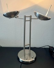 Brushed Nickel Dual Arm Adjustable Table Lamp With Bulbs