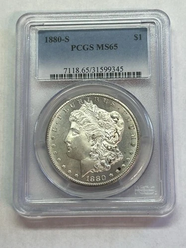 1880-S Morgan Silver Dollar PCGS-MS65-Bright White Looks P.L.