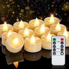 12pcs Flameless LED Tea Lights with Remote & Timer, 400+Hours Realistic Flick...