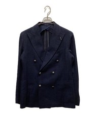 TAGLIATORE Men's Linen Blend 6B Double Jacket Navy L Lightweight Tailored