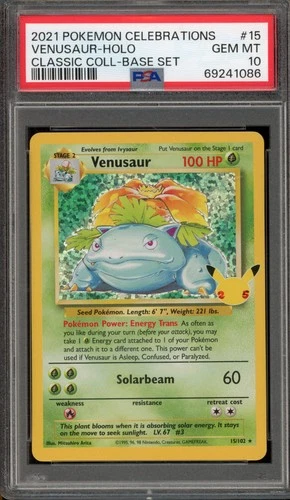 Pokemon Venusaur Celebrations Classic Coll. Base Set Holo Rare #15 PSA 10