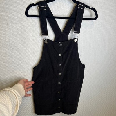 Harper Heritage Francescas Black Corduroy Button Front Pinafore Dress Small