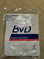 BVD Brand Mens 2XL Gray Short Sleeve Cotton Blend T-Shirt - New in Package