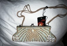 Luna Llena Barcelona, Beaded Clutch, Boho Crossbody Purse, Cowrie Shell Bag