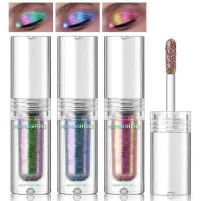 3 Colors Liquid Chameleon Glitter Eyeshadow, Metallic Multi-Dimensional Holograp