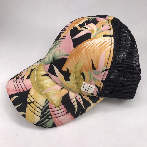 Billabong Heritage Mashup Hat Black Pebble Snapback Mesh Floral Surf Beach Cap
