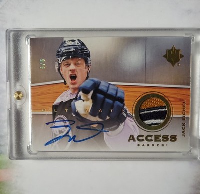 Jack Eichel Auto Patch /6 SSP Ultimate Access 2019-20 UD Sabres 3 Color Patch