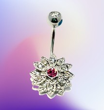 316L Surgical Steel 14G CZ Cubic Zirconia Stone Belly Ring Bar Length 12mm
