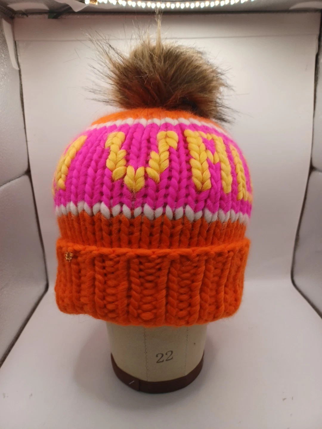NEW Lele Sadoughi Bright Orange Sun Valley Beanie-100% Merino Wool